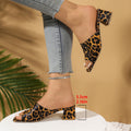 Damen elegante Mules mit auffälligem Leopardenmuster und bequemem Blockabsatz R&B