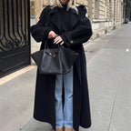 Damen Oversize Wintermantel mit elegantem Revers und praktischen Taschen R&B