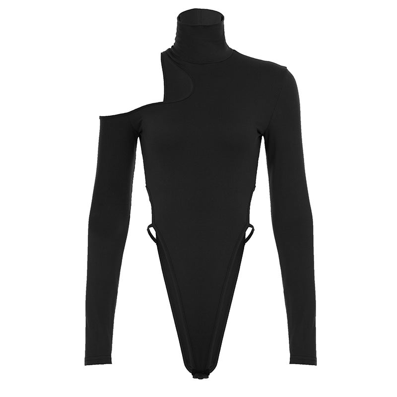 Damen Body mit asymmetrischem Schnitt und hohen Rüschen R&B