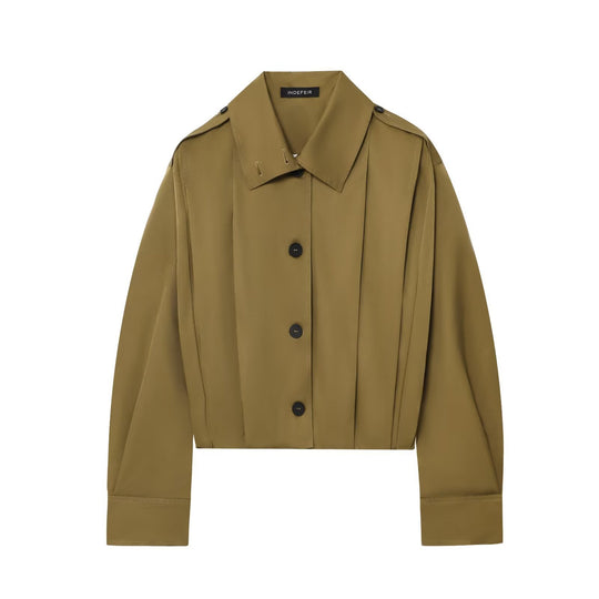 Damen modische cropped Jacke mit dekorativen Knopfdetails R&B