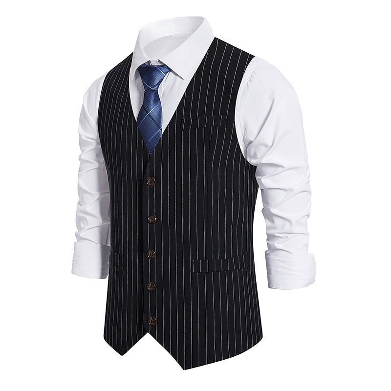 Herren elegante Anzugweste mit feinem Nadelstreifenmuster R&B
