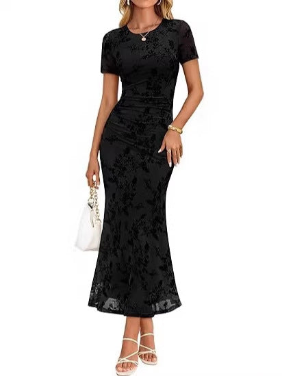 Damen Maxikleid mit floralen Stickereien R&B