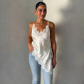 Damen Satin Top mit Spitzenverzierungen R&B