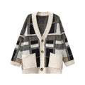 Damen Modischer Oversized Cardigan mit Karomuster R&B