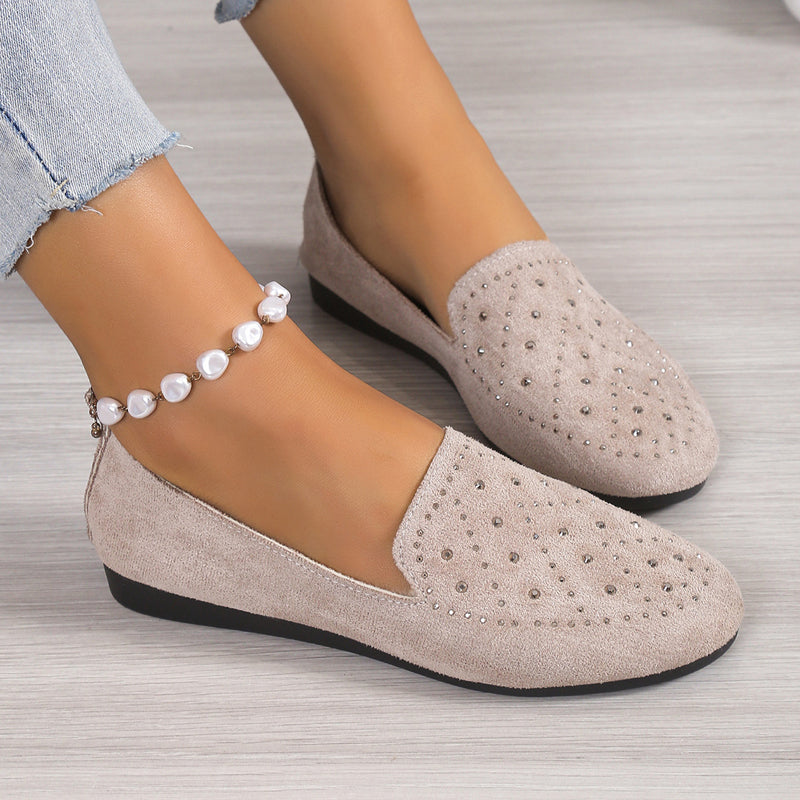 Flache Schuhe, verziert mit Strasssteinen R&B