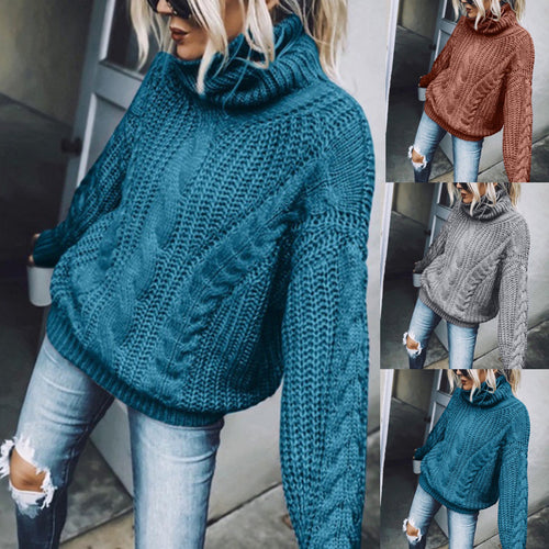 Damen Strickpullover mit hohem Kragen R&B