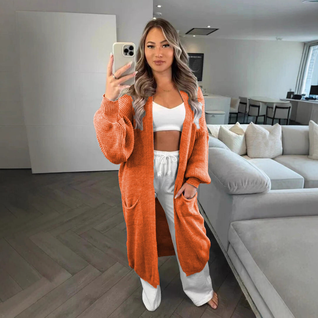 Damen Großer Strickcardigan mit offenem Schnitt und praktischen Taschen R&B