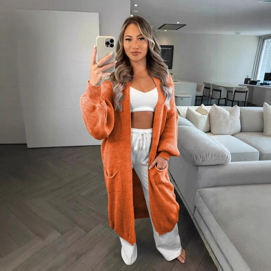Damen Großer Strickcardigan mit offenem Schnitt und praktischen Taschen R&B