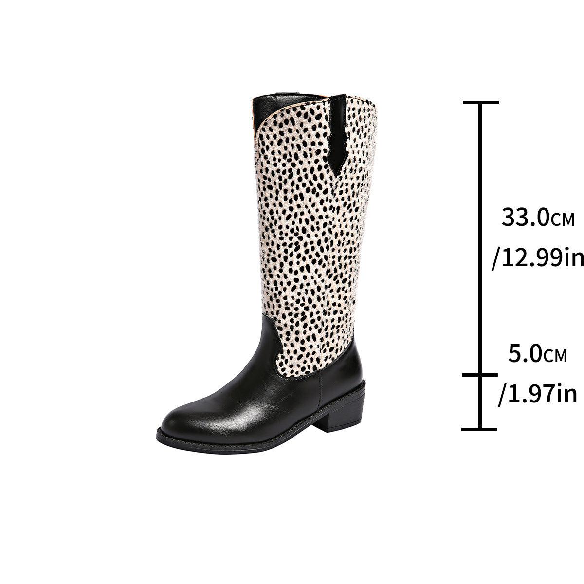 Damen Stiefel mit trendigem Punktmuster und robustem Blockabsatz R&B