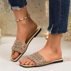 Damen glamouröse Badesandalen mit funkelnder Zierapplikation und komfortablem Fußbett R&B