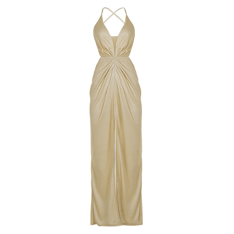 Damen glamouröses Abendkleid mit tiefem Rückenausschnitt und raffinierter Drapierung R&B