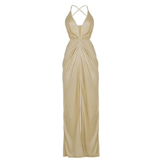 Damen glamouröses Abendkleid mit tiefem Rückenausschnitt und raffinierter Drapierung R&B