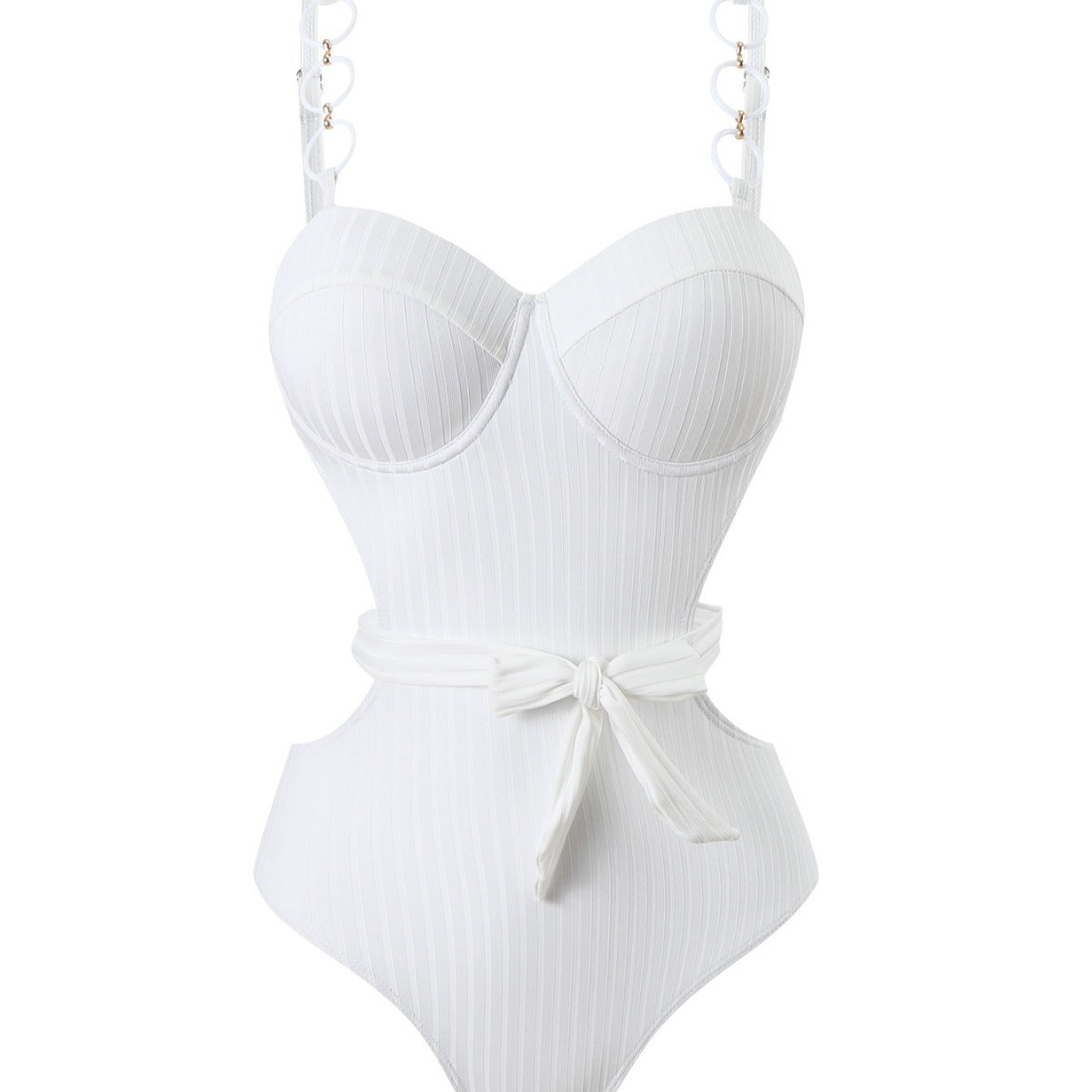 Damen Einteiler Badeanzug mit modischem Cut-Out Design und verstellbaren Trägern R&B