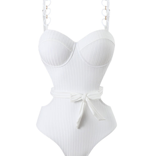 Damen Einteiler Badeanzug mit modischem Cut-Out Design und verstellbaren Trägern R&B