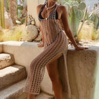 Damen luftige Häkel-Strandkleid mit tiefem Rückenausschnitt R&B