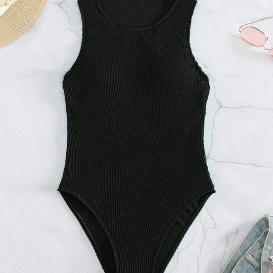 Damen hochgeschnittener, sportlicher Badeanzug mit strukturiertem Design R&B