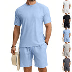 Herren nan Kurzarmshirt- und Bermudakombination aus geripptem Jersey mit elastischem Tunnelzugbund R&B