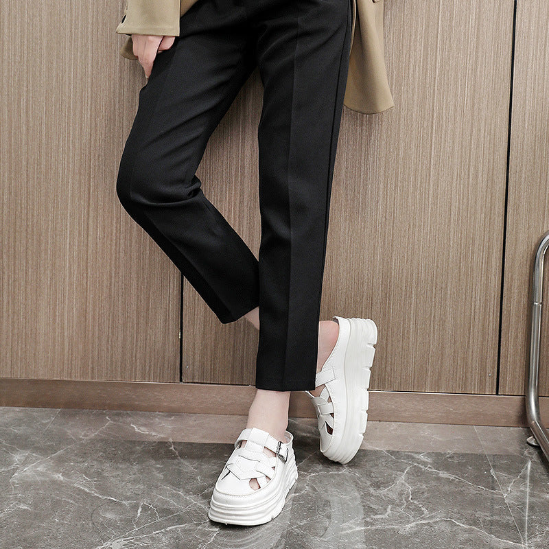 Damen Platform Mules mit modischem Schnallen-Design und atmungsaktivem Obermaterial R&B