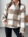 Damen Fleece-Pulloverjacke mit Reißverschluss und Taschen