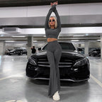 Damen Bootcut Jumpsuit mit weitem Ärmel R&B