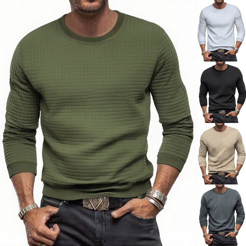 Herren nan strukturiertes Rundhals-Sweatshirt aus gesteppter Baumwollmischung R&B