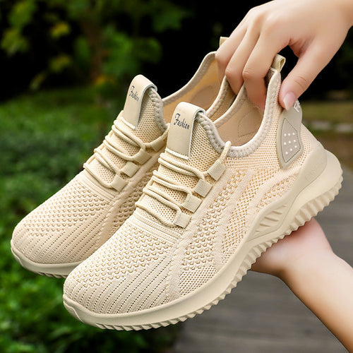 Damen Atmungsaktive Fitness-Sneakers im modernen Strickdesign R&B