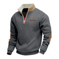Herren nan Halbzip-Troyer mit Teddyfleece-Kragen und Leder-Ellbogenpatches R&B