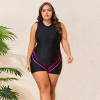 Damen Sportlicher Badeanzug mit Hochkragen und Reißverschluss R&B