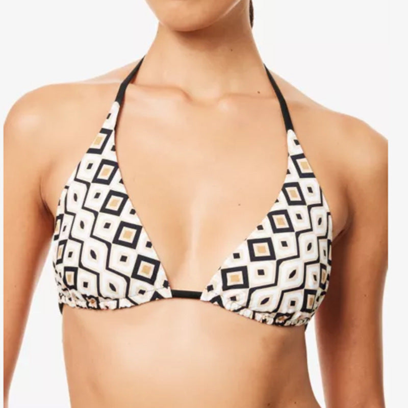 Damen Triangel-Bikini mit verstellbaren Trägern und geometrischem Muster R&B