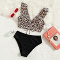 Damen Triangel-Bikini-Set mit Rüschen und raffiniertem Tiermuster R&B