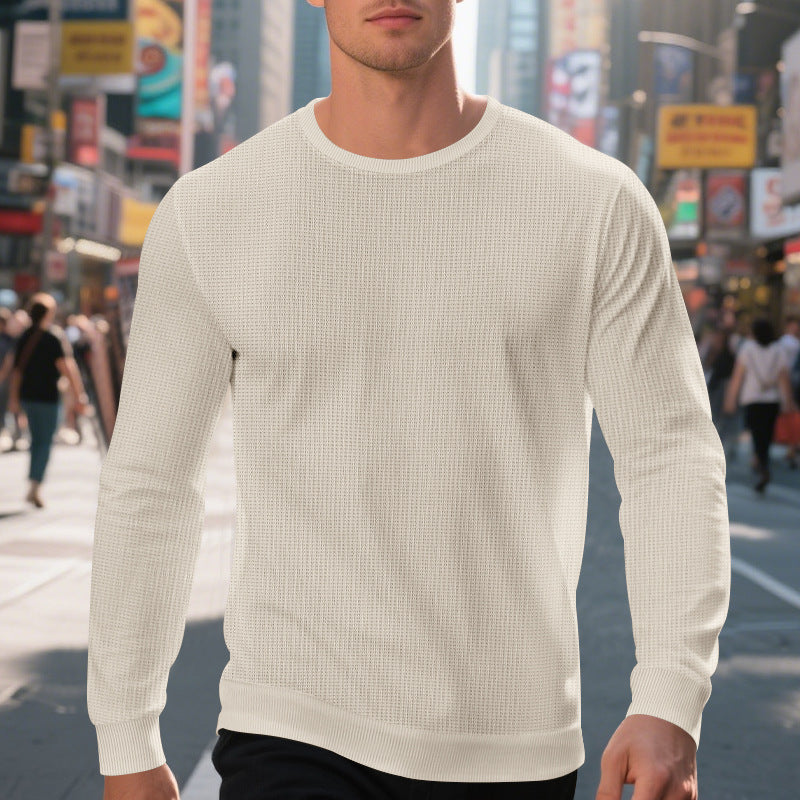 Herren lässiger Rundhalspullover mit strukturiertem Design R&B