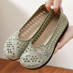 Damen Ballerinas mit floralem Stickdesign und rutschfester Sohle R&B