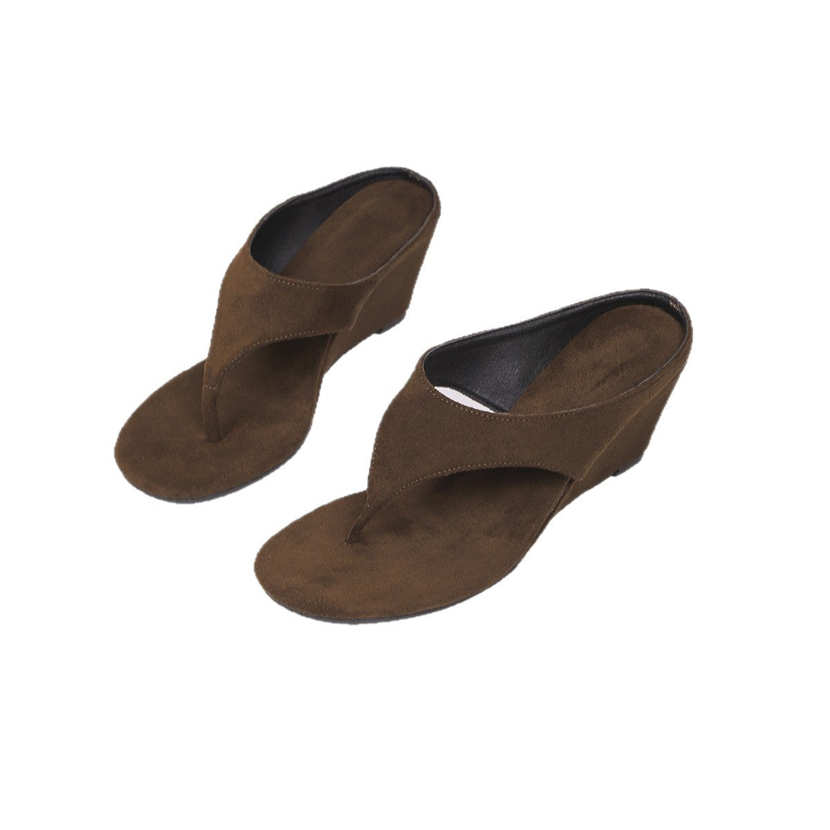 Damen Wedge-Pantoletten mit eleganter Zehentrenner-Optik und weichem Obermaterial