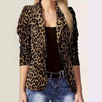 Damen stilvolle Blazerjacke mit modernem Leopardenmuster R&B