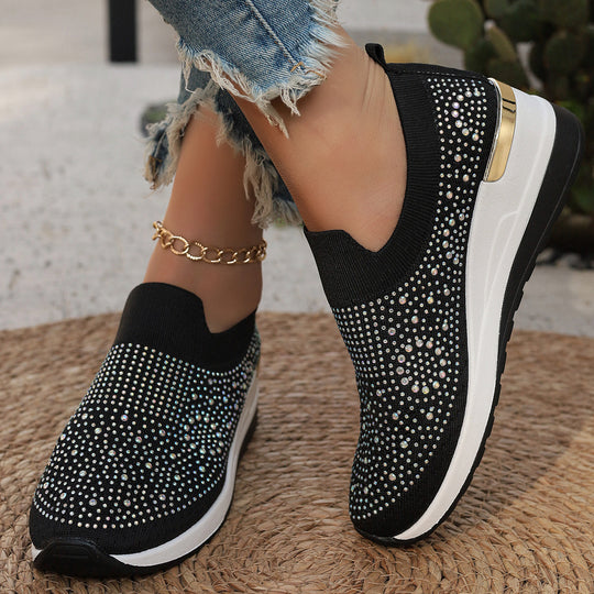 Damen modische und komfortable Sneakers mit Glitzer-Applikationen R&B