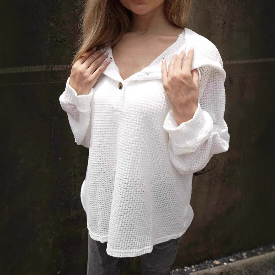 Damen lässiger Kapuzenpullover mit Knopfdetails R&B