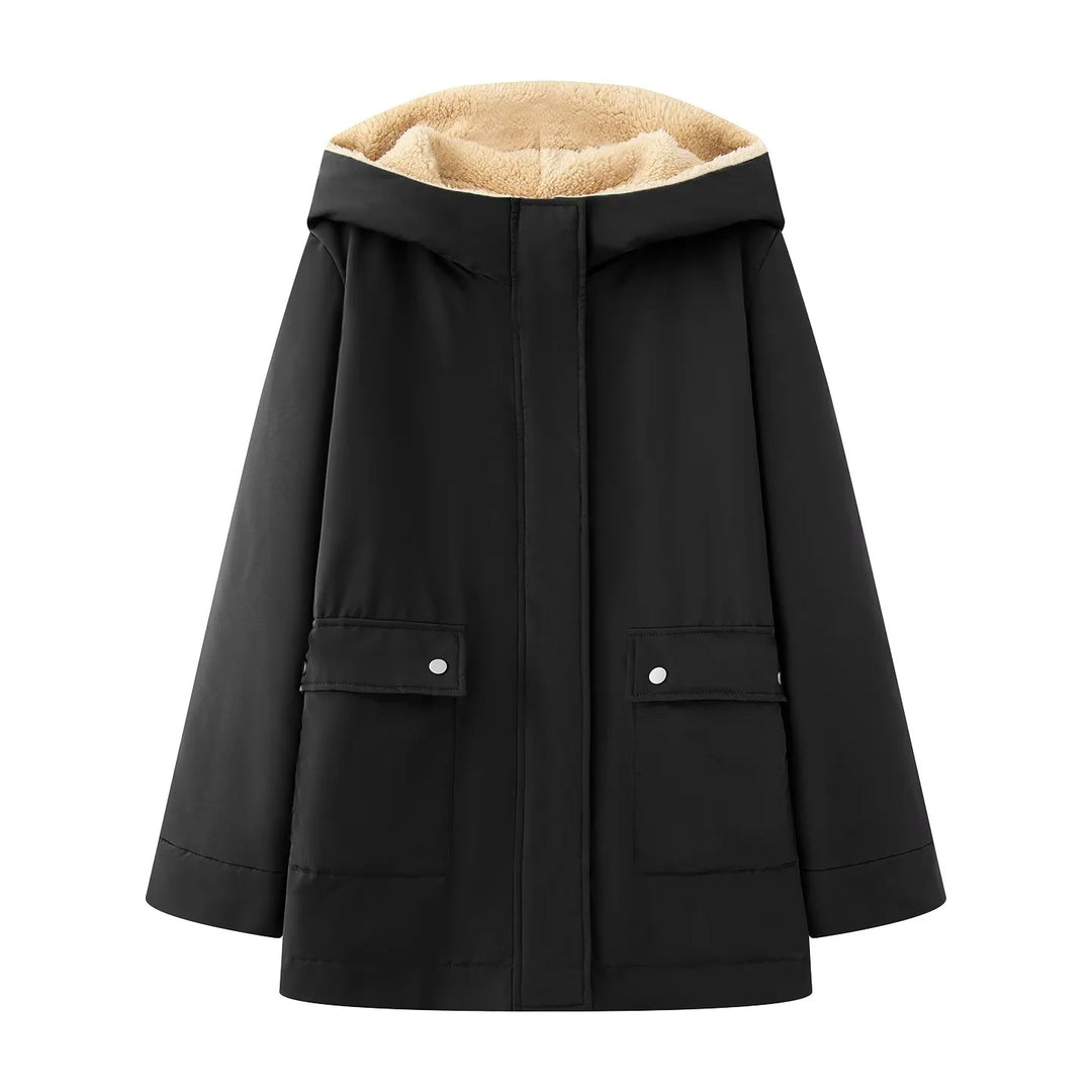Damen gesteppte Übergangsjacke mit weichem Innenfutter und praktischem Kapuzen-Design R&B