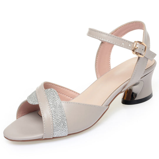 Damen Elegante Absatzsandalen mit modischem Glitzerakzent und komfortablem Riemen R&B