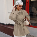 Damen modische Trenchcoatjacke mit taillierter Silhouette und Gürtel R&B