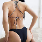 Damen Triangel-Bikini mit modischem Halterneck und eleganter Schnürung R&B