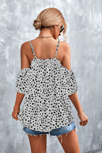 Damen Off-Shoulder Bluse mit verspieltem Punktemuster und luftigen Puffärmeln R&B
