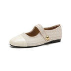 Damen Ballerina-Schuhe mit elegantem Riemen und modischem Knopfdetail