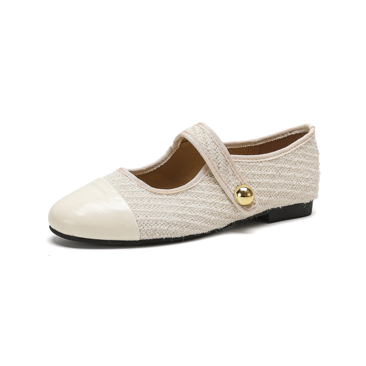 Damen Ballerina-Schuhe mit elegantem Riemen und modischem Knopfdetail