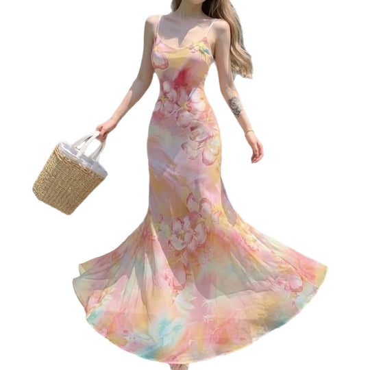 Damen Maxikleid mit floralen Akzenten und raffiniertem Schnitt R&B