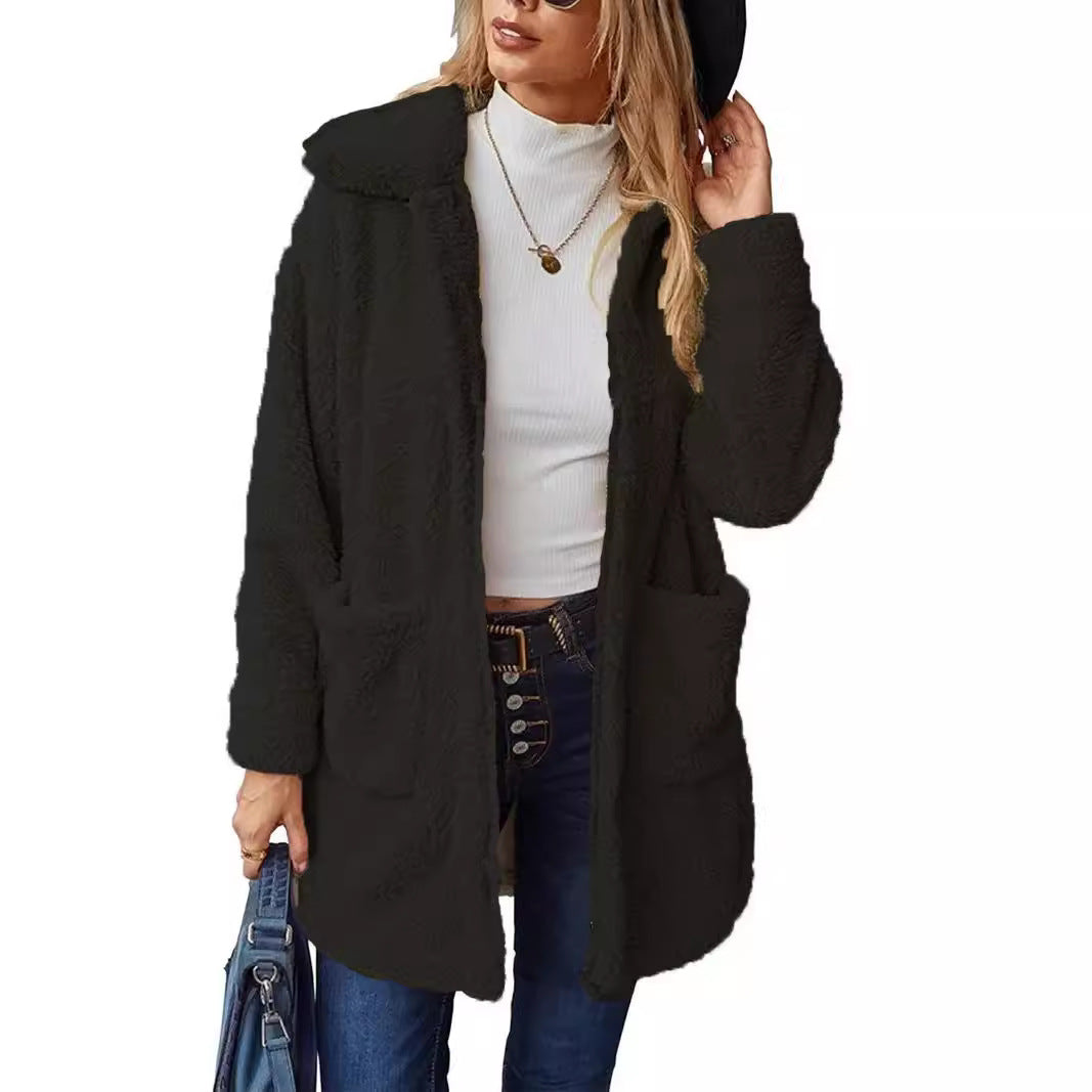 Damen Kuschelige Fleecejacke mit Kapuze und praktischen Taschen R&B