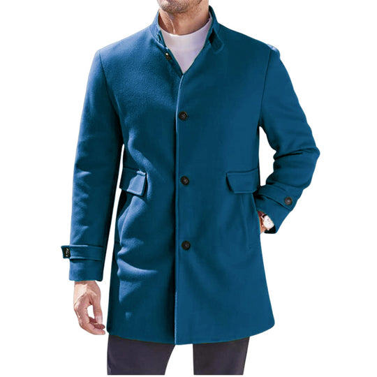 Herren eleganter Mantel mit praktischem Stehkragen und Taschen R&B