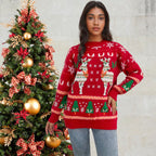 Damen festlicher Strickpullover mit Weihnachtsmotiv
