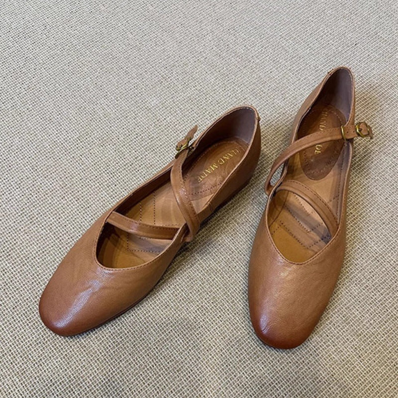 Damen Ballerina-Schuhe mit verstellbarem Riemchen und bequemem Fußbett R&B