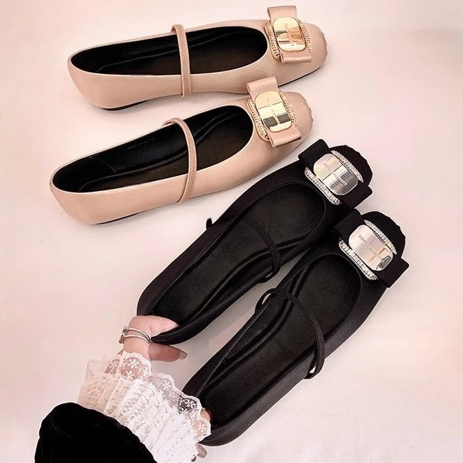 Damen elegante Ballerinas mit dekorativem Schnallenakzent