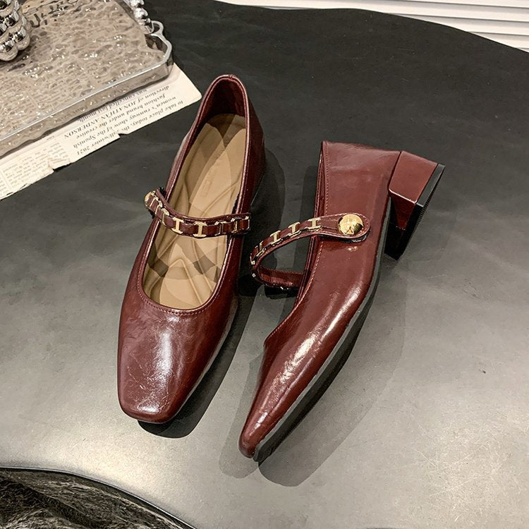 Damen elegante Mary Jane Ballerinas mit dekorativem Riemen R&B
